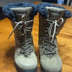 Kamik Women's Brown Waterproof Winter Boots with Black Trim